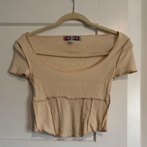 Urban Outfitters Cream Ribbed Crop Top